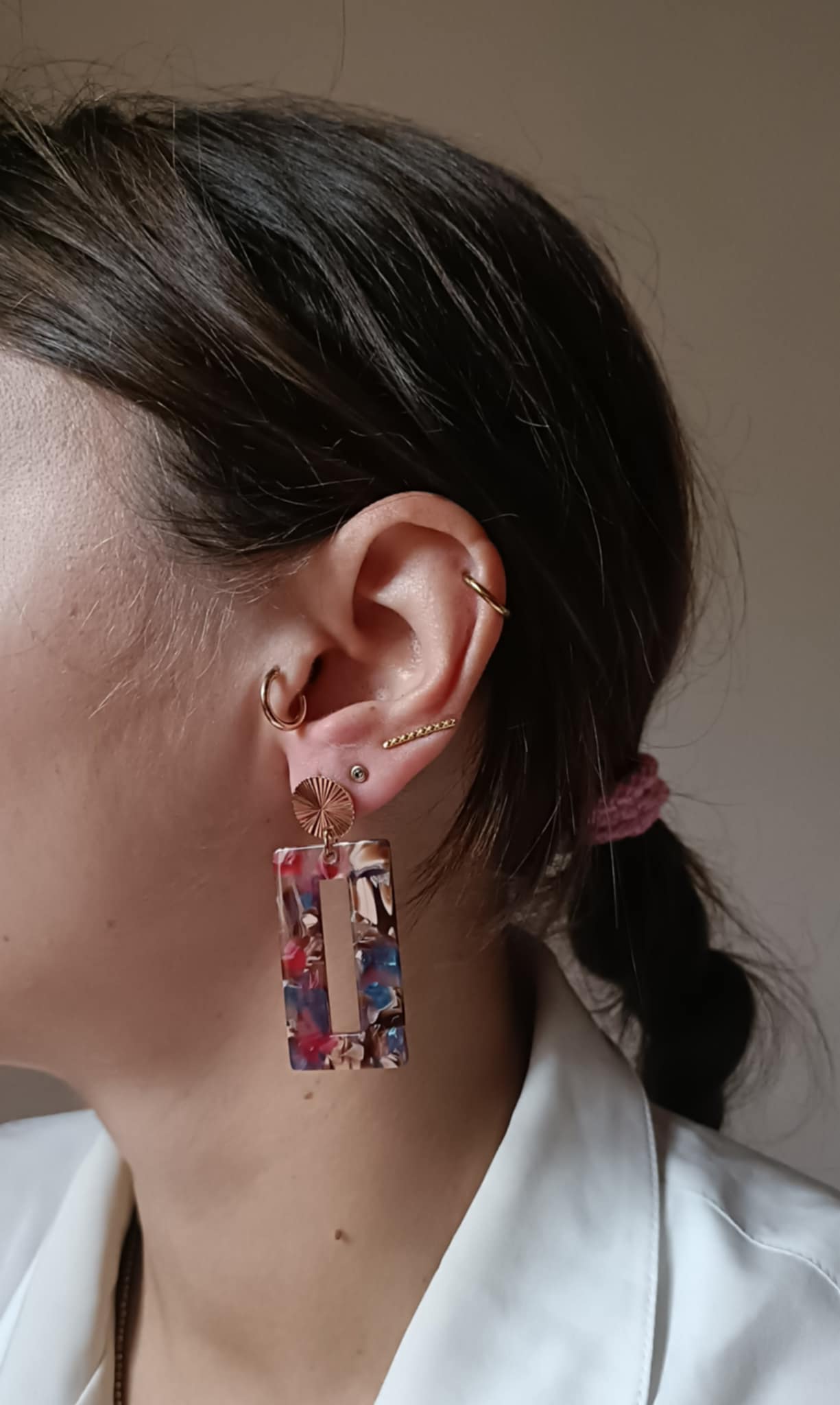 Boucles d'oreilles en acier inoxydable et résine - Colette