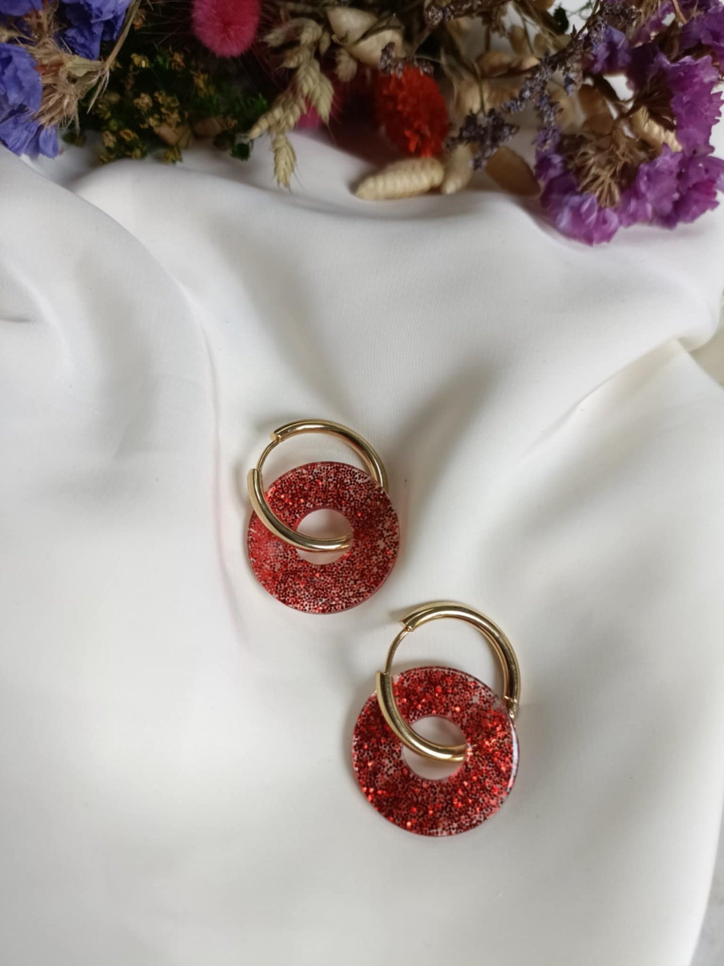 Boucles d'oreilles en acier inoxydable et résine - Ninette