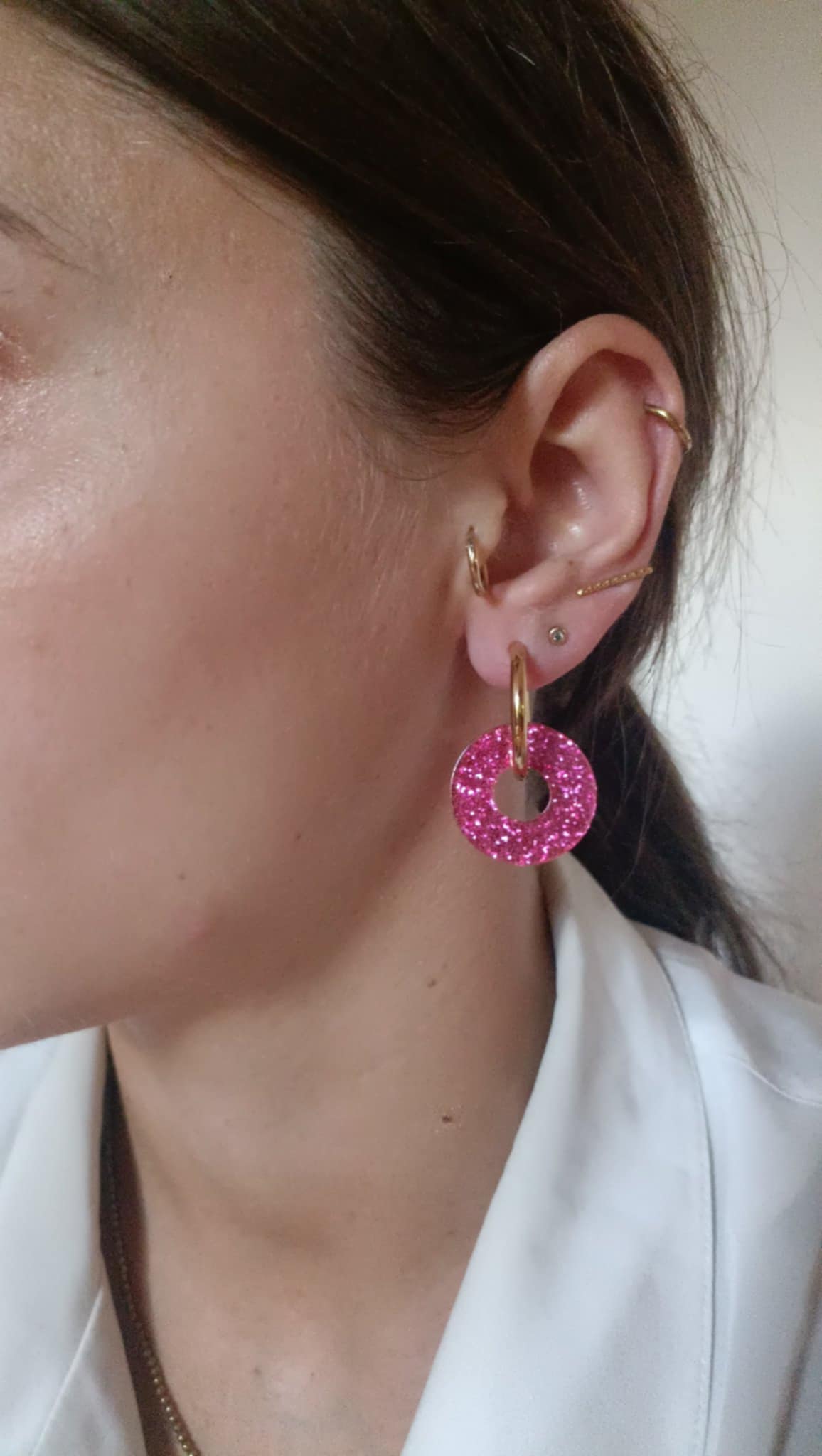 Boucles d'oreilles en acier inoxydable et résine - Ninette
